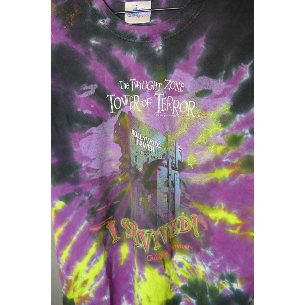 Disneyland Tower of Terror Tie Dye Shirt Mens I Survived Hollywood Tower Hotel - Picture 4 of 9